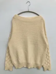 ニット/セーター M-L アイボリー ウール・ニット 無地 ミドル丈 長袖 ボートネック