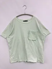 ZARA ザラ Tシャツ/カットソー L ライトグリーン 無地 フリル 半袖 クルーネック(丸首)