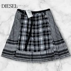 【新品タグ付き】DIESEL ディーゼル 2way 2枚組  レイヤード チェックスカート 27インチ  O-SONJA SKIRT 黒 白  レディース B0650