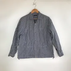 +J UNIQLO スーピマコットンオーバーサイズシャツブルゾン メンズ M ブラック×ホワイト 3221202603130029