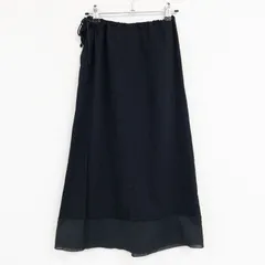 ◎DRIES VAN NOTEN　ドリスヴァンノッテン　ロングスカート　ドローコード　リボン　異素材切替　カシミヤ　シルク　ブラック　ベルギー製　レディース　38　a00714のサムネイル