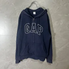GAP ギャップ OLD オールド 00s ロゴ ジップ パーカー フーディー ネイビー M フェード