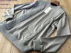 新品 COMME CA ISM MEN コムサイズム ダンボールニット×ニット コンビプルオーバー 04グレー Mサイズ 71KK05 定価5,900円
