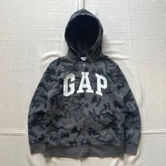 archive　GAP　スターウォーズ　希少コラボ　短丈フルジップアップパーカー　裏ボア　肉厚スウェット生地　迷彩　カモフラ調デザイン　デカロゴワッペン　フード・ポケット付　グレー　Y2K　平成ギャル　STAR WARS design zip-up parka