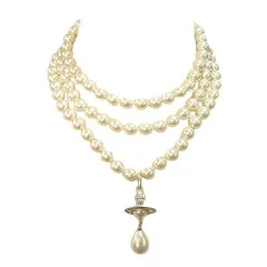 ヴィヴィアンウエストウッド Vivienne Westwood 3連 パール チョーカー ドロップ オーブ ネックレス アクセサリー THREE ROW PEARL DROP CHOKER