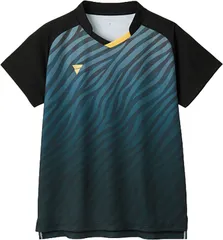 ヴィクタス VICTAS 卓球 ゲームシャツ V-GS501 ユニセックス ジュニア トップス ユニフォーム JTTA公認 吸汗速乾 昇華プリント 試合 大会 半袖 2025年全日本卓球選手権  512501 1000 ブラック L