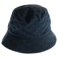 CELINE (セリーヌ) ミニ トリオンフ 総柄 刺繍 コットン バケット クラッシャー ハット 帽子 ブラック 2AUJ8968P