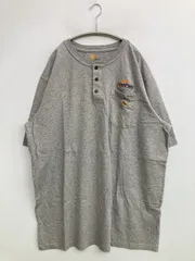 Carhartt カーハート Tシャツ/カットソー XL TALL グレー 前面プリント ワンポイント ブランドロゴ ミドル丈 半袖 ヘンリーネック