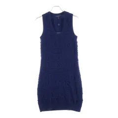 LOUIS VUITTON (ルイヴィトン) 20AW ロゴジャガード ノースリーブ ウール ニット ワンピース ネイビー レディース RW202W XZX FJKD09