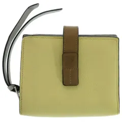 LOEWE (ロエベ) バーティカルウォレット スモール コンパクトウォレット 二つ折り財布 シルバー金具 アナグラム ライトイエロー×ブラウン