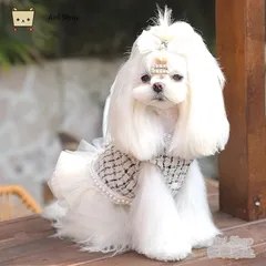 犬服 プリンセスドレス ワンピース ギンガムチェック 黒白 プリーツスカート チュール トイプードル テディベア 小型犬 超小型犬 写真撮影 かわいい プレゼント