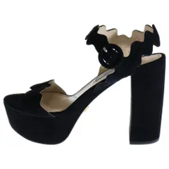 PRADA (プラダ) ヒールサンダル  アンクルストラップ ブラック スエード 36 1/2 レディース