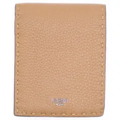FENDI (フェンディ) セレリア ステッチ ロゴ レザー ウォレット 2つ折り財布 ベージュ/ネイビー 7M0194