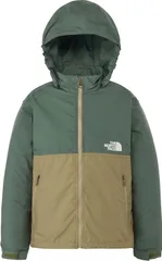 ザ・ノース・フェイス THE NORTH FACE アウトドア コンパクトジャケット Compact Jacket キッズ ジュニア 子供 ウィンドブレーカー アウター 上着 フード取り外し可能 普段使い 外遊び 記名ラベル   GI ダックグリーン×クラシッ