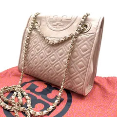 【良品】TORY BURCH トリーバーチ 2way ショルダーバッグ フレミング キルティング チェーンショルダー ピンクベージュゴールドチェーン