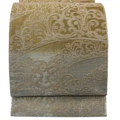 袋帯 名品 王冠 金銀糸 金色 全通 正絹 【中古】