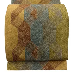 【美品】 袋帯 秀品 幾何学 金糸 黄土色 全通 正絹 【中古】