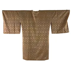 【美品】道行 身丈100cm 裄丈67.5cm L 和装コート 角衿 リバーシブル 花唐草 ぼかし 薄茶色 正絹 名品 【中古】