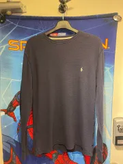 ポロラルフローレン 長袖 ワッフル Tシャツ ネイビー バスト53 丈70