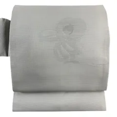名古屋帯 秀品 夏帯 絽 椿 灰色 正絹 【中古】