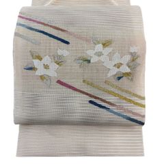 夏帯 名古屋帯 流線と菱 八寸 正絹 - メルカリ