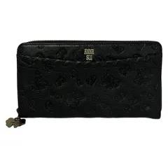ANNA SUI(アナスイ) 長財布 - 黒 型押し加工/ラウンドファスナー レザー