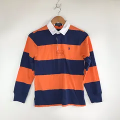 POLO RALPH LAUREN ラガーシャツ オレンジ×ネイビー 10-12 3221202603130042