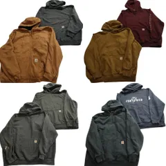 古着卸 まとめ売り カーハート スウェット 8枚セット (メンズ 2XL ) ジップパーカー フーディー ハーフジップ アームロゴ 中古 古着 NE0789