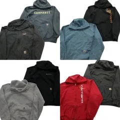 古着卸 まとめ売り カーハート スウェット 8枚セット (メンズ M /L ) ジップパーカー フーディー アームロゴ グレー  中古 古着 NE0804