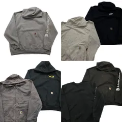 古着卸 まとめ売り カーハート スウェット 7枚セット (メンズ 2XL ) アームロゴ フーディー ジップパーカー グレー 中古 古着 NE0802