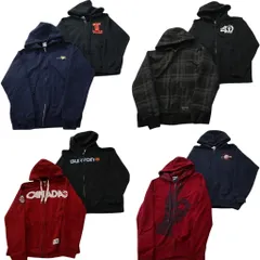 古着卸 まとめ売り フルジップ パーカー スウェット 8枚セット (メンズ M /L ) ワンポイント バートン チェック フーディー 中古 NE0885