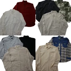 古着卸 まとめ売り 長袖シャツ MIX 10枚セット (メンズ L ) ノーカラー ウエスタンシャツ チェック タイダイ柄 中古 古着 NE1159