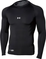 アンダーアーマー UNDER ARMOUR 野球 ソフトボール UA ヒートギアアーマー コンプレッション ロングスリーブ クルー シャツ メンズ 長袖トップス 吸汗速乾 抗菌防臭 アンダーウェア 通気性  1358646 001 BLACK