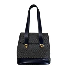 ニナリッチ ヴィンテージ ハンドバッグ ドット柄 レザー切替 ゴールドロゴ金具 ワンショルダー NINA RICCIのサムネイル