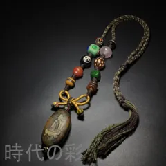 『観音モチーフ 天珠 ネックレス』中国古美術 老瑪瑙 古色 チベット 唐物 骨董 古玩 蔵出し 珍品装身具 R08031616