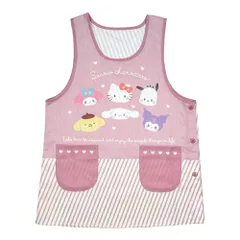 新品 [サロンジェ] エプロン サンリオMIX ピンク ポリエステル 2L～4L 大きいサイズ 保育士 かぶり型 ポケット付き (3L～4L)