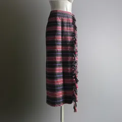 USA 90s フリンジ スカート 巻き ラップ ヴィンテージ アメリカ 柄 ネイティブ Vintage 希少 レア G936