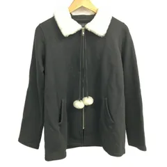agnes b(アニエスベー) ブルゾン サイズ3 L レディース美品  - 黒×アイボリー 長袖/フェイクファー/ジップアップ/秋/冬