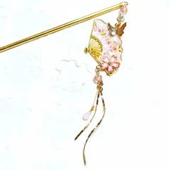 蝶と扇子の千紫万紅かんざし