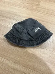 L/XL STUSSY ステューシー ストックロゴ バケットハット デニム チャコール