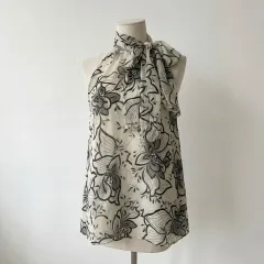 フラワーパータン ホルターネック ブラウス / フェミニン ノースリーブ トップス