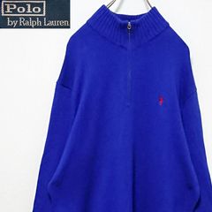 人気 ポロバイ ラルフローレン ワンポイント 刺繍 ロゴ ハーフジップ ニット