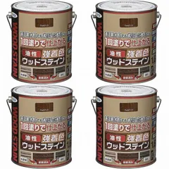 アサヒペン 油性強着色ウッドステイン ウォルナット 1.6L 4缶セット