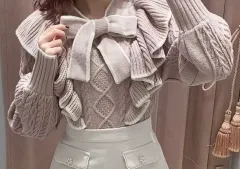 エブリン ピンク リボン ニット 量産型 地雷系 スナ系