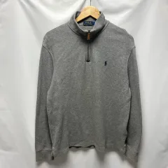 正規品 M ポロ ラルフローレン グレー ニット ハーフジップ