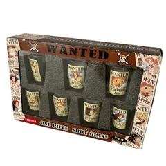 ONE PIECE ワンピース ショットグラス 7個セット 箱入り 手配書柄 WANTED ルフィ ゾロ ナミ 他 ガラス製 コレクション