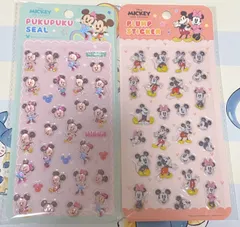 新品【ディズニー/ミッキー＆ミニー】キャラクターぷくぷくシール２点セット