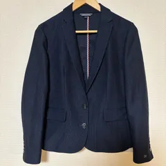 (^w^)b TOMMY HILFIGER トミーヒルフィガー テーラードジャケット  紺ブレ ネイビー 2ボタン シングルブレザー ジャケット ブレザー オフィス 通勤 カジュアル レディース サイズ6 OM10793YSのサムネイル