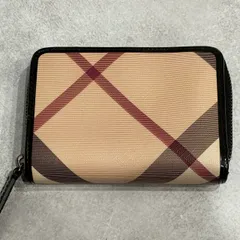 BURBERRY バーバリー ノバチェック ラウンドファスナー 二つ折り財布 コンパクトウォレット PVC レザー ブラック ベージュ メンズ レディース ユニセックス 財布 小銭入れ 札入れ カードケース ロゴ チェック柄 ラウンドジップ ウォレット 人気