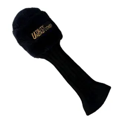 ゴルフ フェアウェイウッド ヘッドカバー ボア素材 ニット 刺繍ロゴ入り ネイビー ゴールド 防寒 クラブカバー